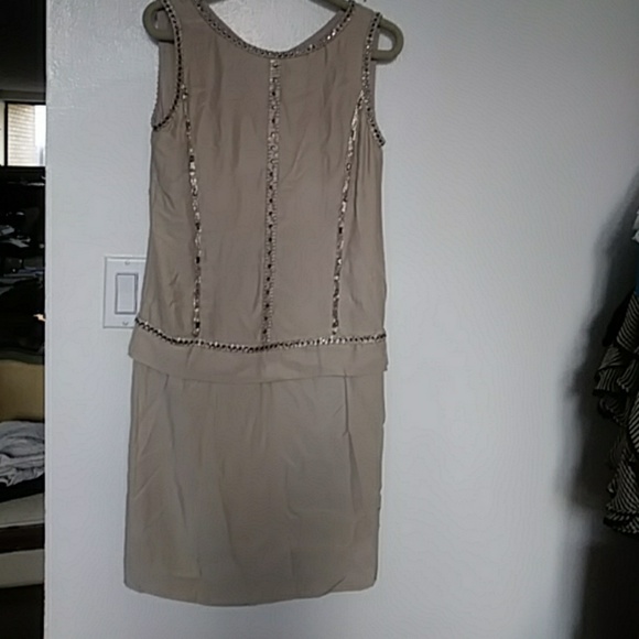 MAGASCONI COECTION BEIGE SILK FLAPPER DRESS, 4 - Picture 3 of 6